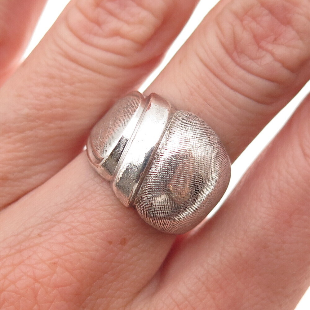 Clark & Coombs 925 Sterling Silver Antique Art Deco Oxidized Dome Ring Size 7